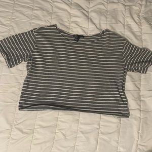 Grey forever 21 striped cropped t-shirt